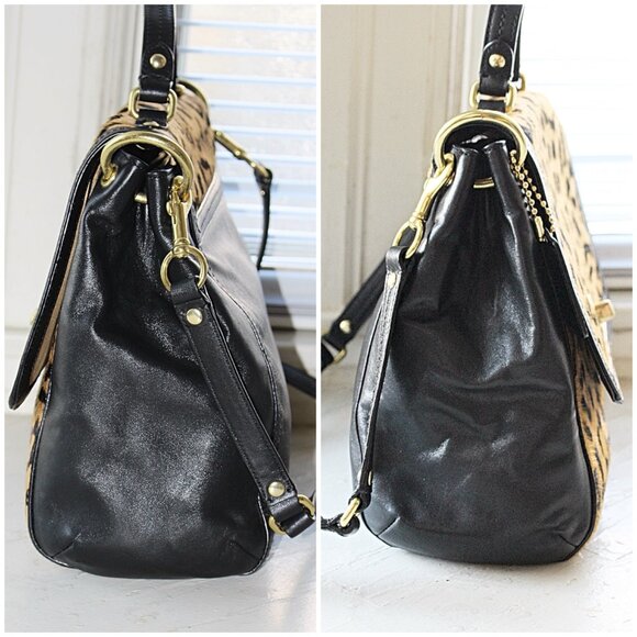 Coach - Park Ocelot (Leopard) Haircalf - Pony Leather Flap Satchel, Convertible - Picture 4 of 15